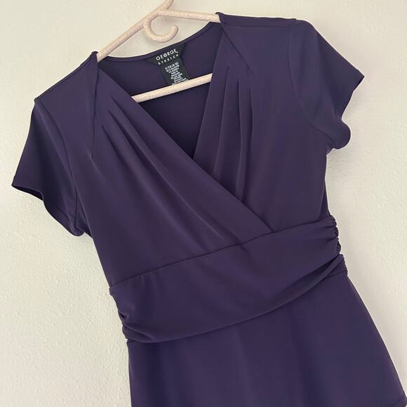 Vintage George stretch babydoll ruched waist peplum wrap 90s Y2K retro stretch S - Picture 5 of 9